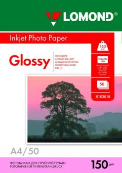 Фотобумага глянцевая односторонняя A4, 150 г/м, 50 л. (0102018) (Lomond)