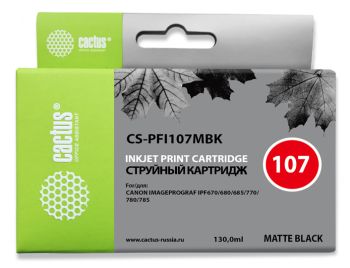 Картридж струйный Cactus CS-PFI107MBK PFI-107 MBK черный матовый (130мл)