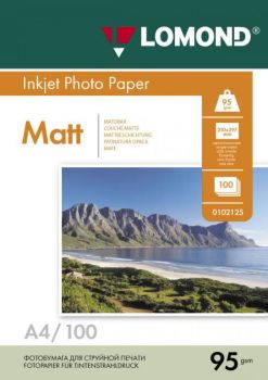 Фотобумага матовая односторонняя A4, 95 г/м, 100 л. (0102125) (Lomond)