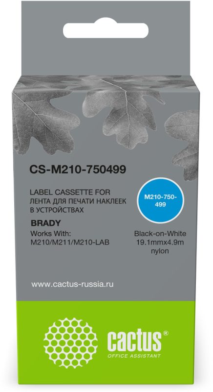 Картридж ленточный Cactus CS-M210-750499 M210-750-499 черный на белом 19.1x4.9