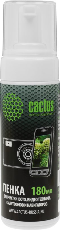 Чистящий набор (салфетки + пена) Cactus CS-S3006 для экранов и оптики 1шт 18x18см 180мл