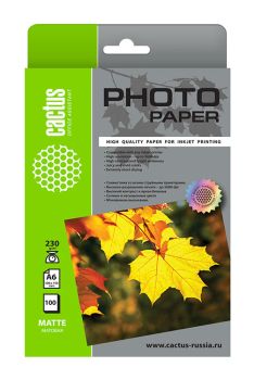 Фотобумага Cactus CS-MA6230100 A6/230г/м2/100л./белый матовое для струйной печати