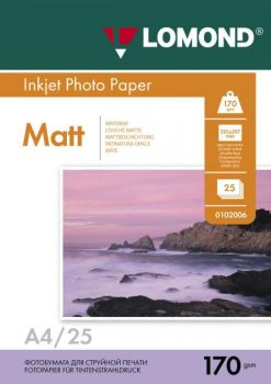 Фотобумага матовая двусторонняя A4, 170 г/м, 25 л. (0102032) (Lomond)