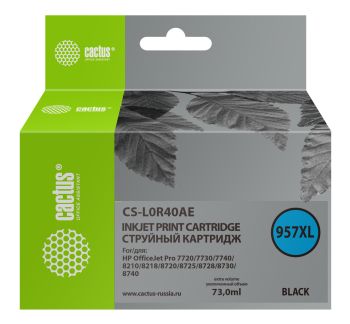 Картридж струйный Cactus CS-L0R40AE 957XL черный пигментный (73мл)