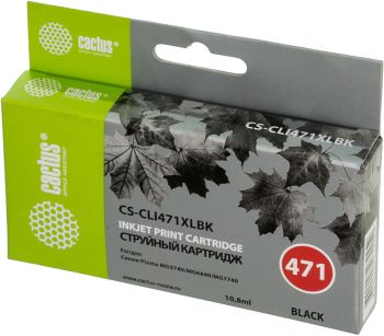 Картридж струйный Cactus CS-CLI471XLBK CLI-471XL BK фото черный (10.8мл)