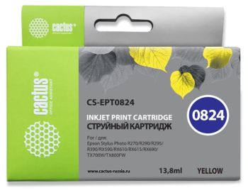 Картридж струйный Cactus CS-EPT0824 T0824 желтый (13.8мл)