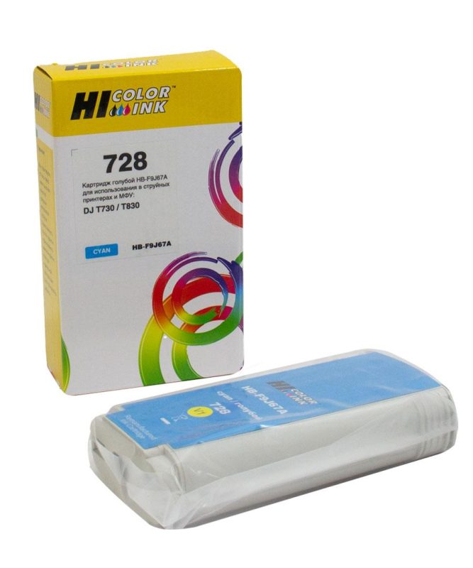 Картридж HP DJ T730/T830 (Hi-Black) 130ml, №728XL/F9J67A, Cyan
