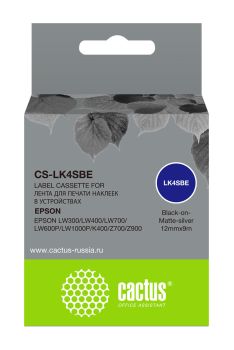 Картридж ленточный Cactus CS-LK4SBE LK-4SBE черный на сереб.мат. 12x9