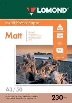 Фотобумага матовая односторонняя A3, 230 г/м, 50 л. (0102156) (Lomond)