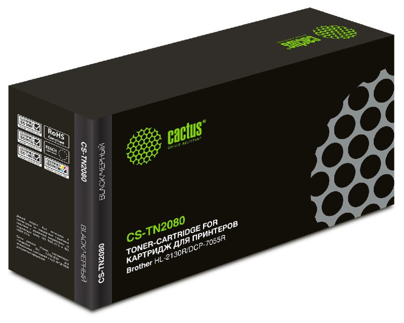 Картридж лазерный Cactus CS-TN2080 TN-2080 черный (700стр.) для Brother HL-2130R/DCP-7055R
