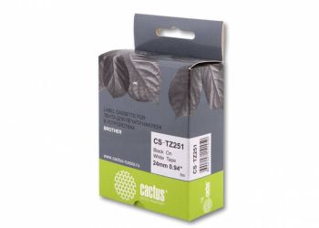 Картридж ленточный Cactus CS-TZ251 TZe-251 черный на белом 24x8 для Brother 1010/1280/1280VP/2700VP