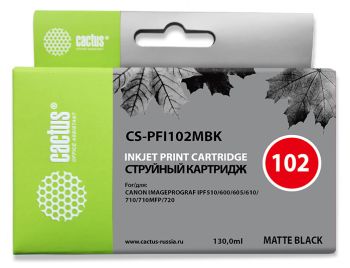 Картридж струйный Cactus CS-PFI102MBK PFI-102 MBK черный матовый (130мл)
