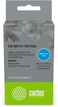 Картридж ленточный Cactus CS-M210-7507425 M210-750-7425 черный на белом 19.1x6.4