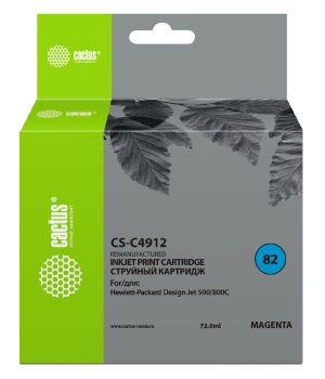Картридж струйный Cactus CS-C4912 №82 пурпурный (72мл) для HP DJ 500/800C с чипом