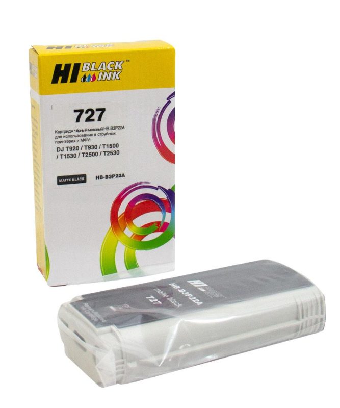 Картридж HP DJ T920/T1500 (Hi-Black) Mattblack, №727/B3P22A, 130 мл