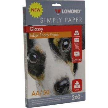 Фотобумага глянцевая односторонняя A4, 260 г/м, 50 л. (0102152) (Lomond)