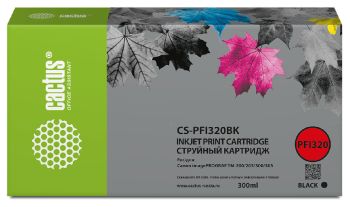 Картридж Canon iPF TM-200/TM-205/TM-300/TM-305 Cactus CS-PFI320BK PFI-320BK черный пигмент (300мл)