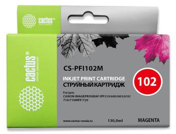 Картридж струйный Cactus CS-PFI102M PFI-102 M пурпурный (130мл)