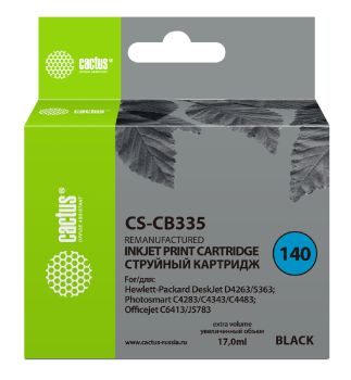 Картридж струйный Cactus CS-CB335 №140 черный (17мл) для HP DJ D4263/D4363 с чипом