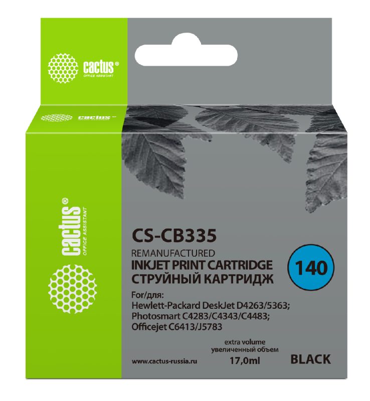 Картридж струйный Cactus CS-CB335 №140 черный (17мл) для HP DJ D4263/D4363 с чипом