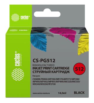 Картридж струйный Cactus CS-PG512 PG-512 черный (15мл)