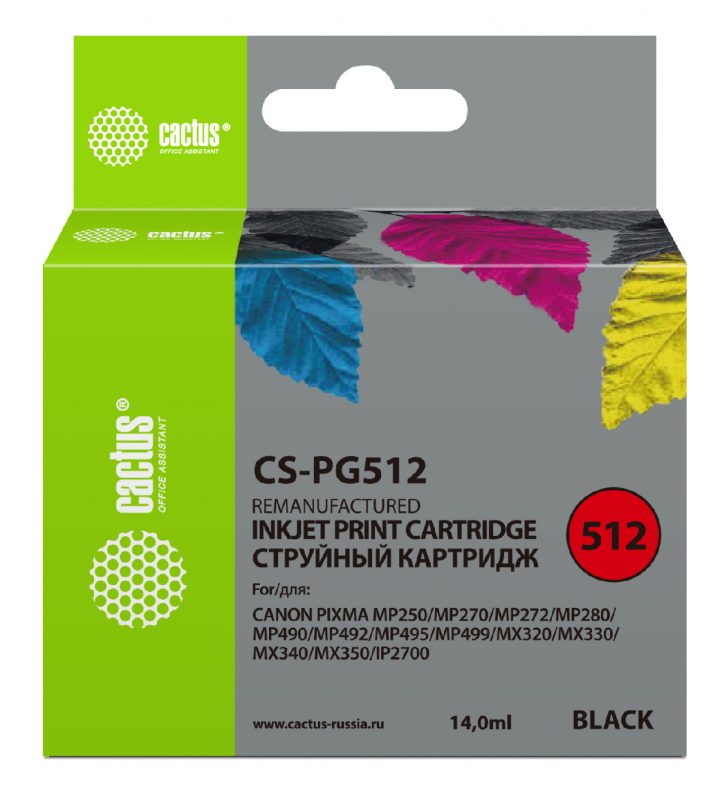 Картридж струйный Cactus CS-PG512 PG-512 черный (15мл)