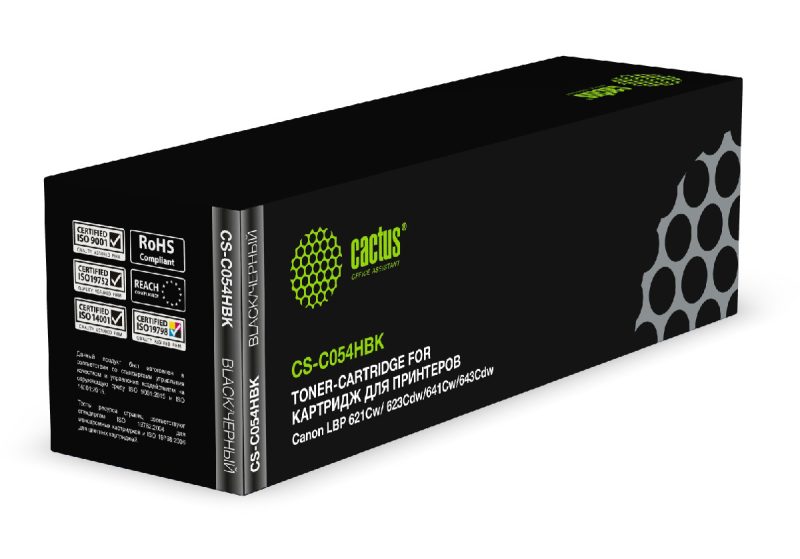 Картридж Canon LBP 621Cw/ 623Cdw/641Cw/643Cdw Cactus CS-C054HBK 054 BK черный (3100стр.)