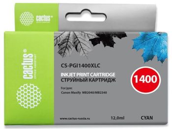 Картридж струйный Cactus CS-PGI1400XLC PGI-1400 голуб.пигм. (12мл)