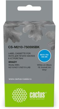 Картридж ленточный Cactus CS-M210-750595BK M210-750-595-BK белый на черном 19.1x6.4