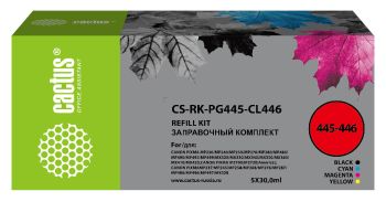 Заправочный набор Cactus CS-RK-PG445-CL446 голубой/пурпурный/желтый/черный набор 5x30мл