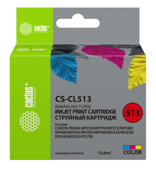Картридж струйный Cactus CS-CL513 CL-513 многоцветный (15мл) для Canon Pixma MP240/MP250 с чипом