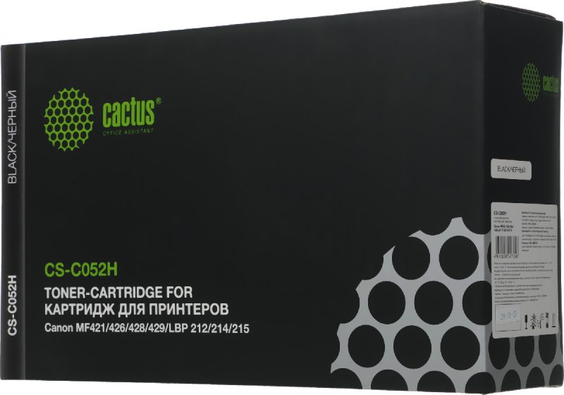 Картридж лазерный Cactus CS-C052H 052H черный (9200стр.) для Canon MF421/426/428/429/LBP 212/214/215