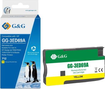 Картридж HP DesignJet T230/T250/T630/T650 (G&G) аналог HP 3ED69A желтый 29ml с чипом