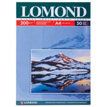 Фотобумага глянцевая односторонняя A4, 200 г/м, 50 л. (0102020) (Lomond)
