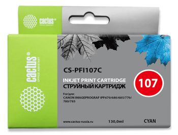 Картридж струйный Cactus CS-PFI107C PFI-107 C синий (130мл)