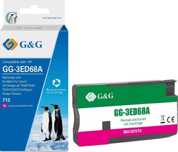Картридж HP DesignJet T230/T250/T630/T650 (G&G) аналог HP 3ED68A пурпурный 29ml с чипом